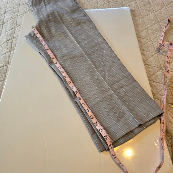 J Jill Linen Stretch Crop Pants Women's 10P Grey Multi Stripe Coastal Career NEW - Picture 10 of 10